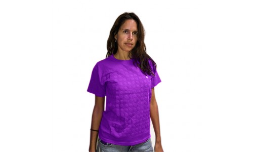 Fialové unisex tričko pokryté guličkami zo suchého zipsu